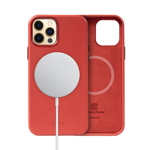 Crong Essential Cover Magnetic, nahast ümbris, Apple iPhone 12 Pro Max, punane