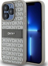 DKNY Leather Mono Stripe & Metal Logo DKHCP15XPRTHSLE ümbris, Apple iPhone 15 Pro Max, beež