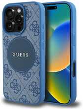 Guess 4G Circle Classic Logo MagSafe ümbris, Apple iPhone 16 Pro, sinine