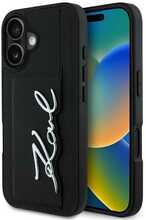 Telefoniümbris Karl Lagerfeld HC Grained PU Cardslot Metal Signature, Apple iPhone 16, must