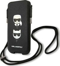 Telefoniümbris Karl Lagerfeld Saffiano Ikonik Karl&Choupette Head KLHCP12MOPHKCK, 6,1, must