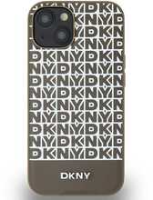 DKNY DKHMP15SPSOSPW nahast ümbris Printed Pattern Metal Logo MagSafe, iPhone 13/14/15, pruun
