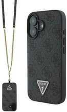 Telefoniümbris Guess Leather Metal Logo Strass Crossbody, Apple iPhone 16, must
