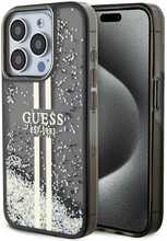 Telefoniümbris Guess Liquid Glitter Gold Stripes GUHCP15LLFCSEGK, iPhone 15 Pro, must