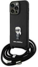 Telefoniümbris Karl Lagerfeld Crossbody Saffiano Monogram Metal Pin KLHCP15XSASKNPSK, Apple iPhone 15 Pro Max, must