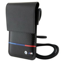 Telefoni kott BMW Carbon Tricolor Line BMOWBPUCARTCBK, must
