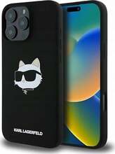Telefoniümbris Karl Lagerfeld Liquid silikon Choupette Head MagSafe, Apple iPhone 16 Pro Max, must