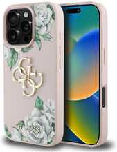 Telefoniümbris Guess Grained Roses Big 4G logo, Apple iPhone 16 Pro Max, roosa
