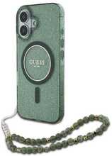 Guess IML Glitter With Pearl Strap MagSafe, Apple iPhone 16, roheline