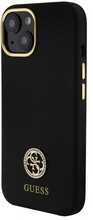 Telefoniümbris Guess Liquid Silicone 4G Strass Metal Logo, Apple iPhone 15, must