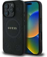 Telefoniümbris Guess Saffiano Peony Stamp MagSafe, Apple iPhone 16 Pro, must