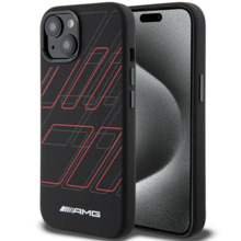 Mercedes AMG silikoonümbris Large Rhombuses Pattern MagSafe AMHMP15M23SSPK, Apple iPhone 14 Plus/15 Plus, must