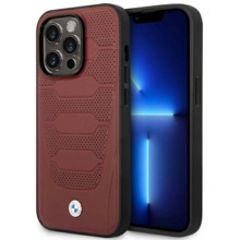 Telefoniümbris BMW BMHMP14X22RPSR Leather Seats Pattern MagSafe, Apple iPhone 14 Pro Max, burgundia