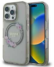 Telefoniümbris Guess IML Flowers Wreath MagSafe, Apple iPhone 16 Pro, must