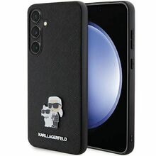 Telefoniümbris Karl Lagerfeld Saffiano Karl & Choupette Metal Pin KLHCS24SPSAKCMPK, Samsung Galaxy S24, must
