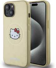 Telefoniümbris Hello Kitty Leather Kitty Head MagSafe HKHMP14SPGHCKD, Apple iPhone 14, kuldne