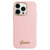 Telefoniümbris Guess Silicone Script Metal Logo & Frame, Apple iPhone 16 Pro Max, roosa
