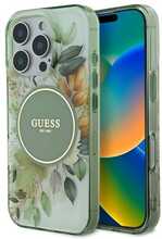 Telefoniümbris Guess IML Flower & Tonal Circle MagSafe, Apple iPhone 16 Pro, roheline