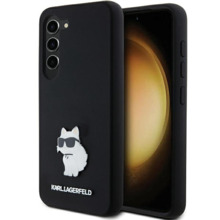 Karl Lagerfeld Choupette Metal Pin silikoonümbris KLHCS23SSMHCNPK, Samsung Galaxy S23, must