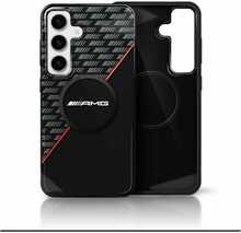 Telefoniümbris Mercedes AMG Double Layer Rhombs MagSafe AMHMS25S24HRDKR, Samsung Galaxy S25, must/punane
