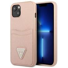Telefoniümbris Guess GUHCP13MPSATPP Saffiano Double Card, Apple iPhone 13, roosa