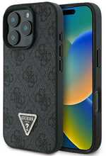Telefoniümbris Guess Leather 4G Triangle Strass MagSafe, Apple iPhone 16 Pro Max, must