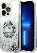 Telefoniümbris Karl Lagerfeld KLHCP14LLCRSGRS Liquid Glitter RSG, Apple iPhone 14 Pro, hõbe