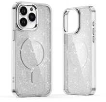 Telefoniümbris Hurtel Glitter MagSafe, Apple iPhone 16, valge sädelev