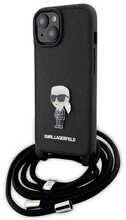Telefoniümbris Karl Lagerfeld Crossbody Saffiano Monogram Metal Pin KLHCP15SSASKNPSK, iPhone 15, must