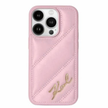 Telefoniükaas Karl Lagerfeld Diagonal Quilted Script KLHCP15LPQDSMGP, Apple iPhone 15 Pro, roosa