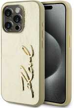 Telefoniümbris Karl Lagerfeld Wrinkled PU Signature Logo, Apple iPhone 15 Pro Max, kuldne