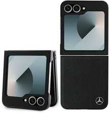 Telefoniümbris Mercedes MEHMZF623RBGVK Leather Wood Imitation MagSafe, Samsung Galaxy Z Flip 6, must