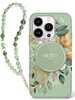 Telefoniümbris Guess IML Flowers With Pearl Strap, Apple iPhone 16 Plus, roheline