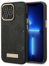Telefoniümbris Guess GUHMP14LSAPSTK Peony Logo Plate MagSafe, Apple iPhone 14 Pro, must
