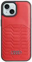 Audi Synthetic Leather MagSafe ümbris AU-TPUPCMIP15M-GT/D3-RD, Apple iPhone 15 Plus/14 Plus, punane