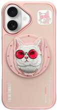 Telefoniümbris Nimmy Glasses Cool Cat MagSafe, Apple iPhone 16, roosa