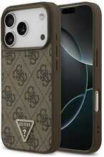 Telefoniümbris Guess Leather 4G Triangle Strass MagSafe, Apple iPhone 17 Pro, pruun