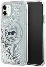 Telefoniümbris Karl Lagerfeld Liquid Glitter Choupette Head MagSafe, Apple iPhone 11/Xr, läbipaistev