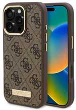 Telefoniümbris Guess 4G Logo Plate MagSafe, Apple iPhone 16 Pro Max, pruun