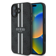 Telefoniümbris Guess 4G Printed Stripes MagSafe, Apple iPhone 16 Plus, must
