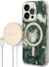 Guess GUBPP14LHJEACSA Jungle MagSafe komplekt, Apple iPhone 14 Pro, roheline