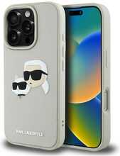 Telefoniümbris Karl Lagerfeld HC 3D Rubber Double Heads, Apple iPhone 16 Pro, beež