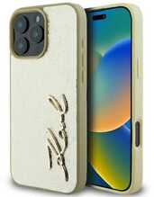 Telefoniümbris Karl Lagerfeld Metal Signature, Apple iPhone 16 Pro, kuldne