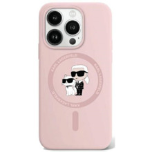 Telefoniümbris Karl Lagerfeld Silicone Karl & Choupette Ring Mag, Apple iPhone 15 Pro Max, roosa