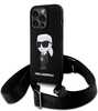 Karl Lagerfeld Crossbody Silicone Ikonik KLHCP15XSCBSKNK ümbris, Apple iPhone 15 Pro Max, must