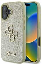 Telefoniümbris Guess Fixed Glitter Big 4G, Apple iPhone 16, kuldne