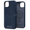 Telefoniümbris Njord byElements Salmon Leather MagSafe, Apple iPhone 14 Plus, sinine