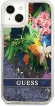 Telefoniümbris Guess GUHCP13SLFLSB Flower Liquid Glitter, Apple iPhone 13 Mini, sinine