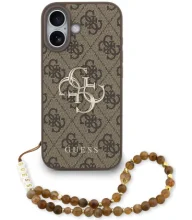 Guess PU 4G Metal Logo Strap Case, Apple iPhone 17, pruun