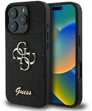 Telefoniümbris Guess PU Fixed Glitter 4G Metal Logo, Apple iPhone 16 Pro, must